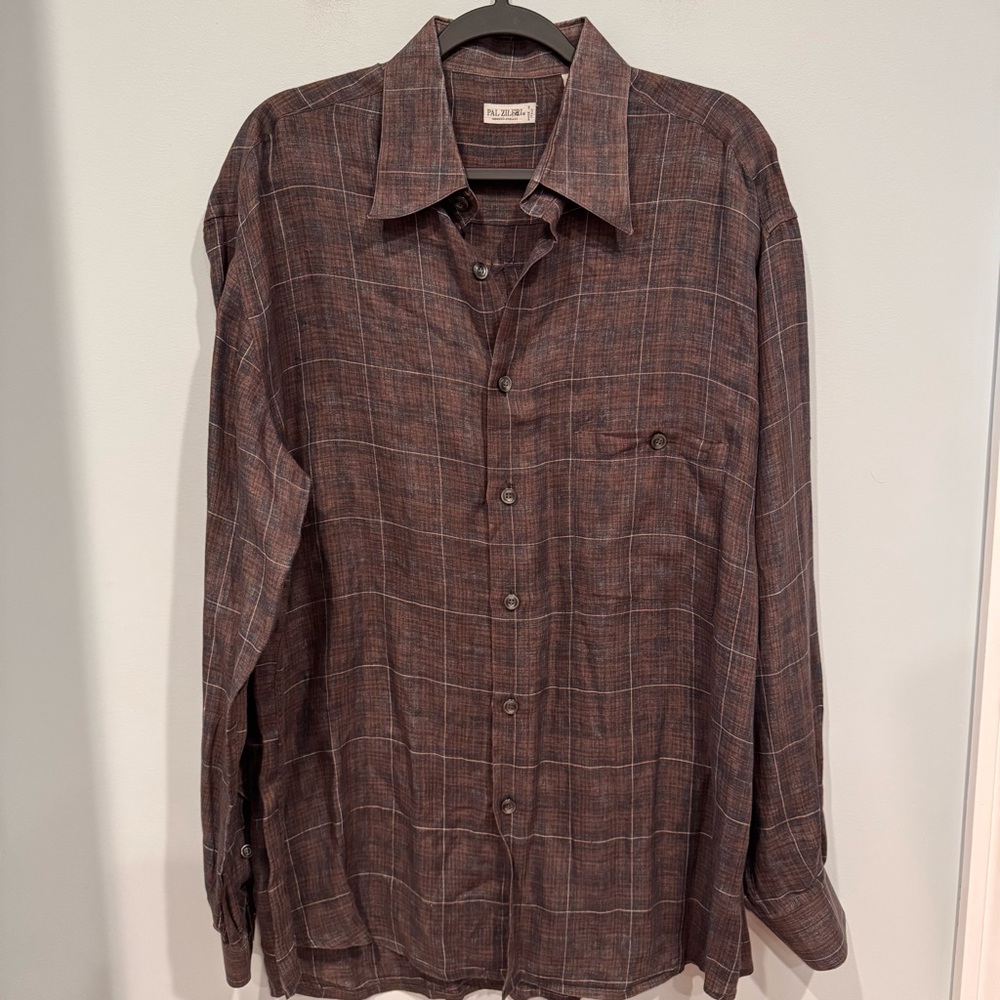Vintage Pal Zileri 100% Linen Button Down XL Made in Italy